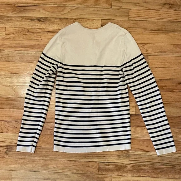 Sezane Alexis Striped Long Sleeve 100% Cotton Henley sweater size M - Picture 6 of 8